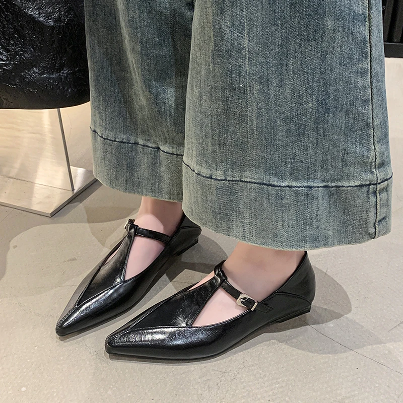 欧洲站欧货真皮女鞋2025年春季新款尖头可踩后跟两穿单鞋玛丽珍鞋
