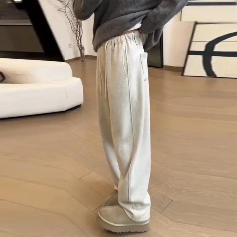 弯刀裤女款爆款2025新款秋冬加绒阔腿裤小个子高腰宽松休闲直筒裤