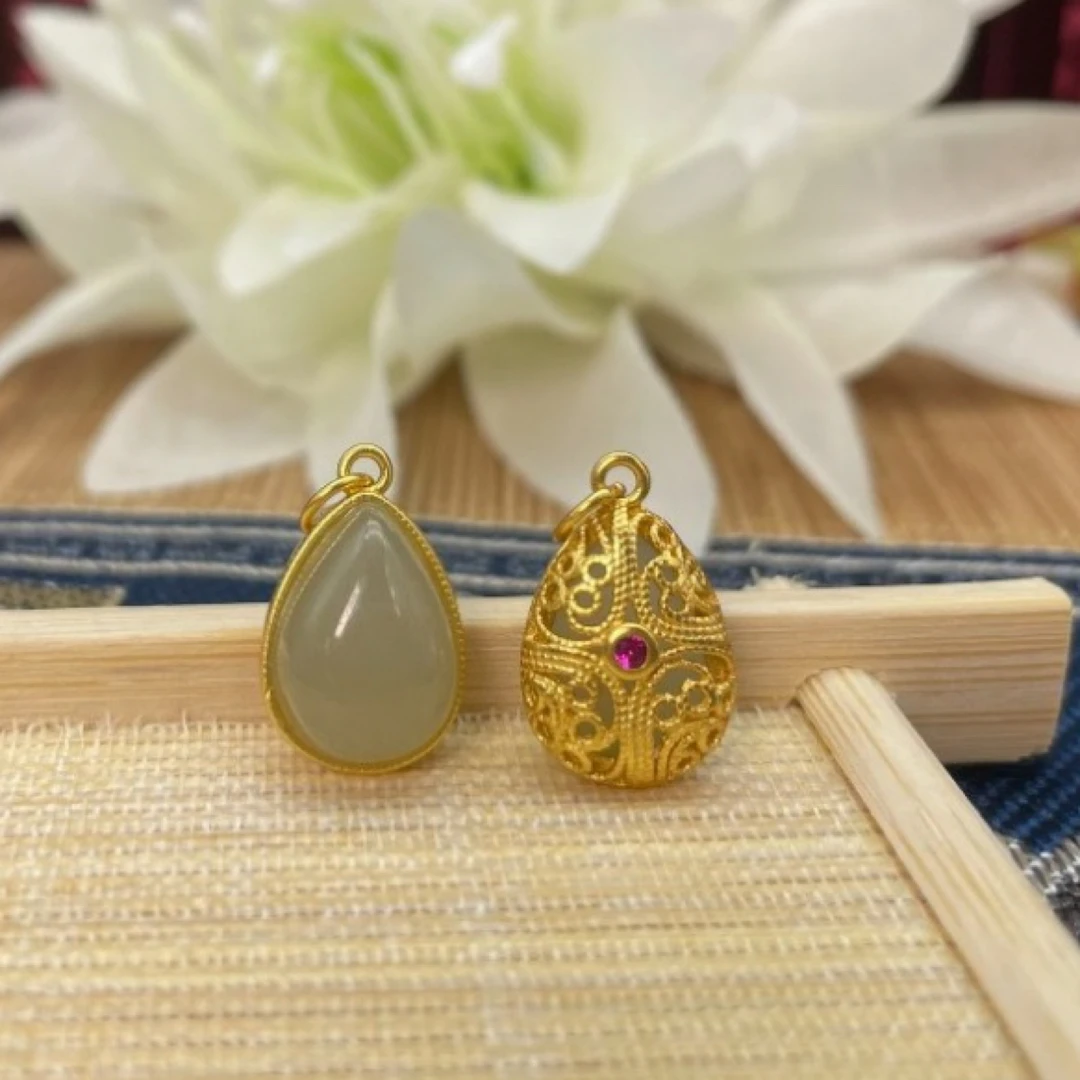 【萌宝饰品】B75 和田玉晴水水滴吊坠11*18mm 配饰简约  多样性发一
