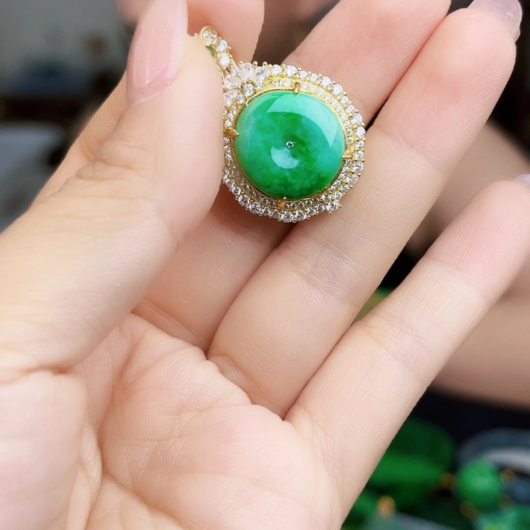 翡翠银S925镶嵌颈饰吊坠