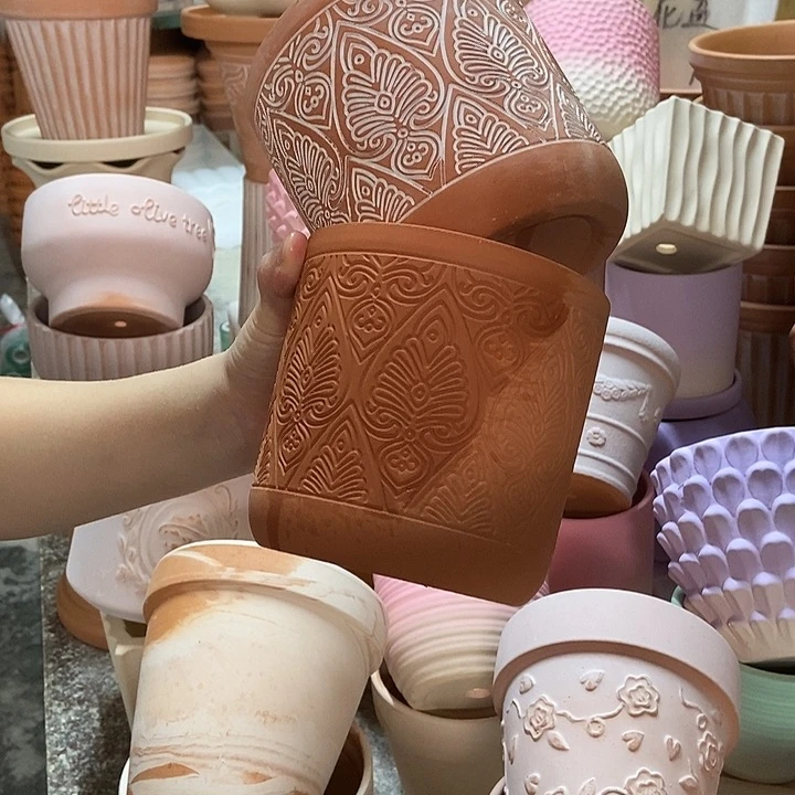 12×12几何直筒复古+红陶 2个