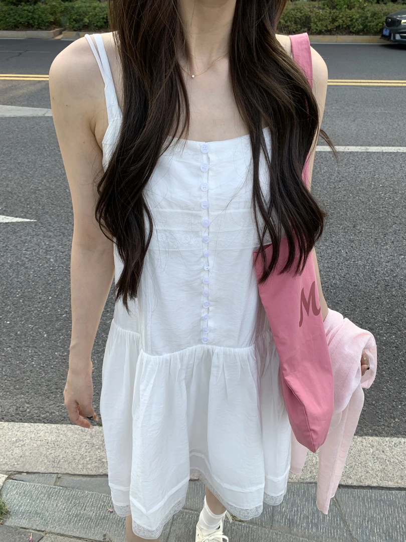 『李木木』夏款上新~~天 丝打揽拼接吊带裙  25607