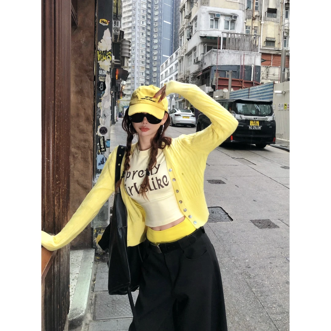 婉君【百搭小开衫】早春时尚短款毛针织衫上衣LWJ25A1C085