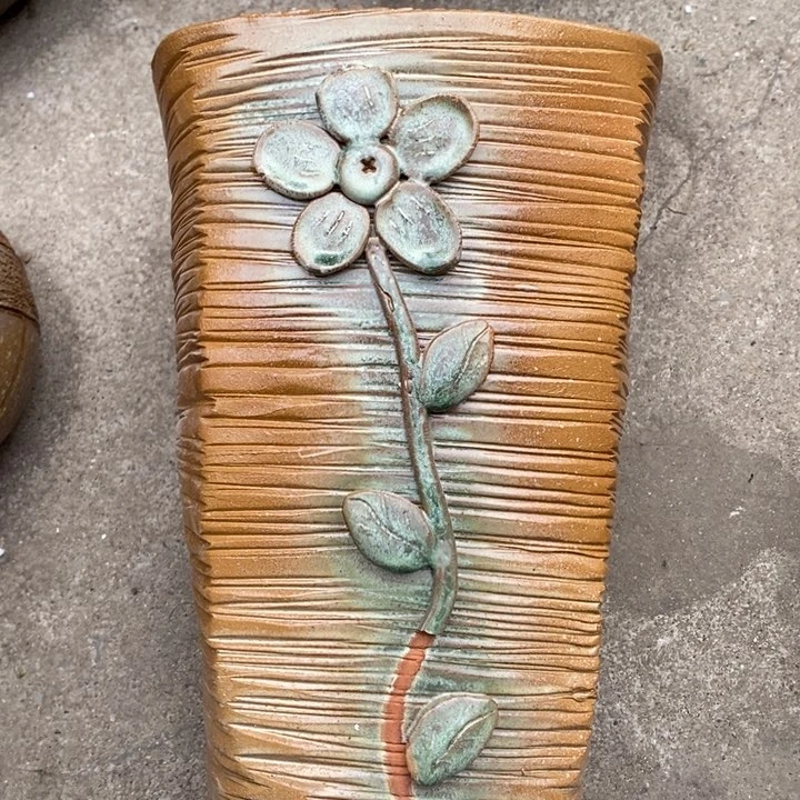 紫砂花盆高约32口约20手工