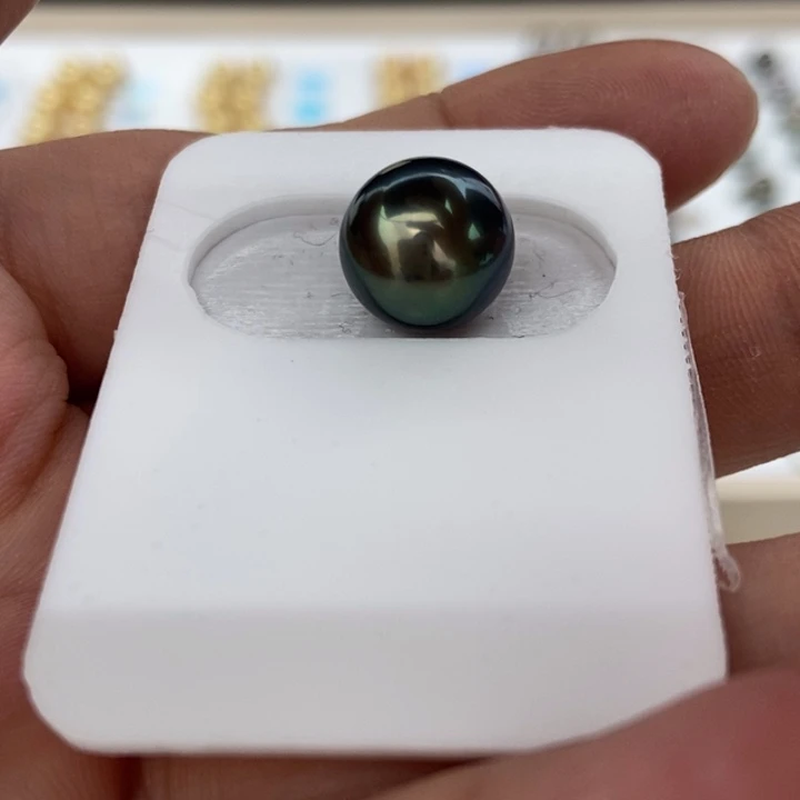 裸珠海水珍珠未镶嵌11.0mm大溪地极光孔雀绿