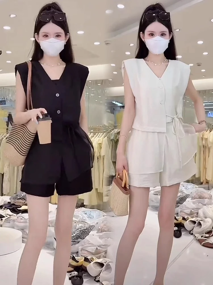 轻奢夏季时尚无袖气质时尚女生老钱风套装女款爆款2025新款高级感