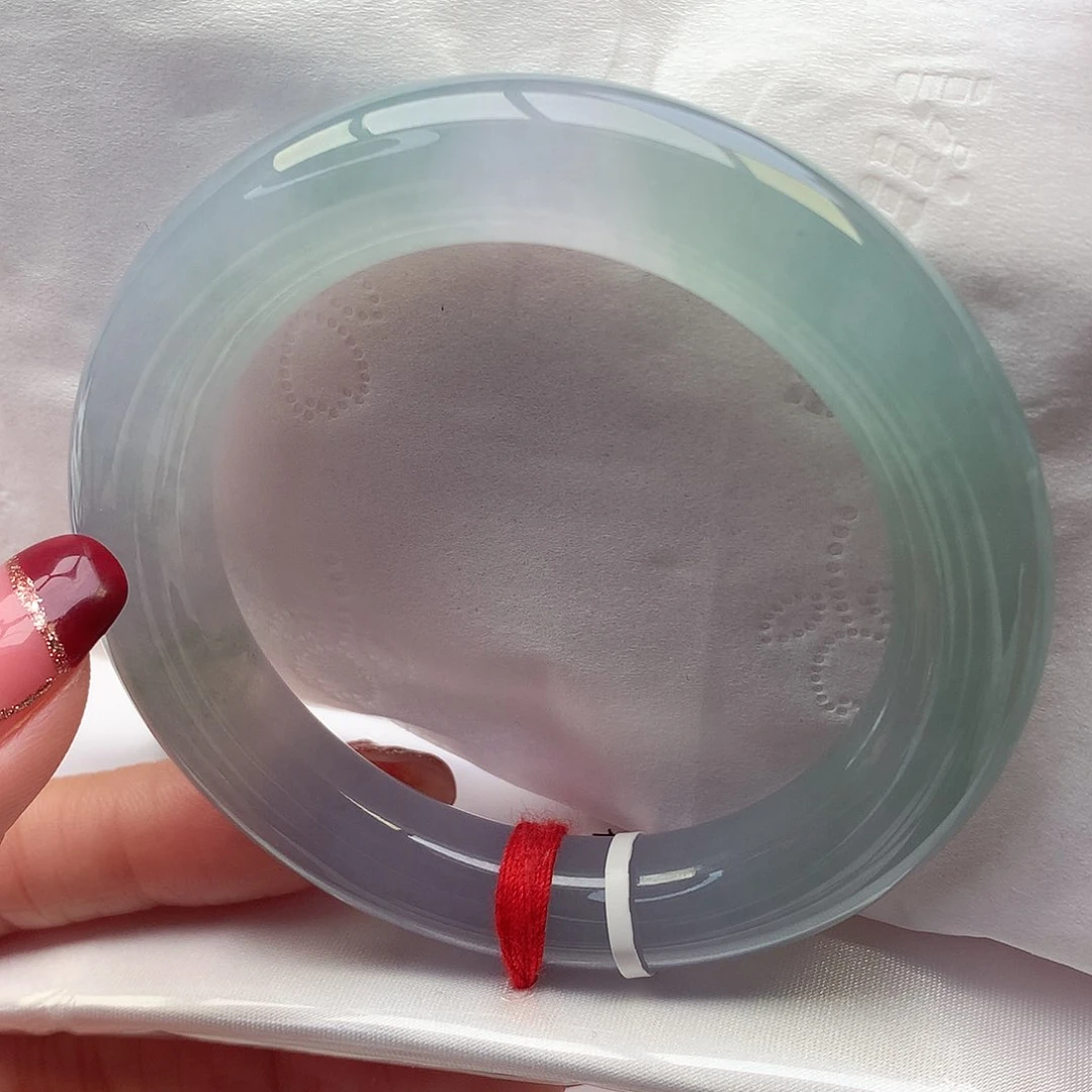 翡翠手镯未镶嵌54-55圈口冰透莫奈毕业镯