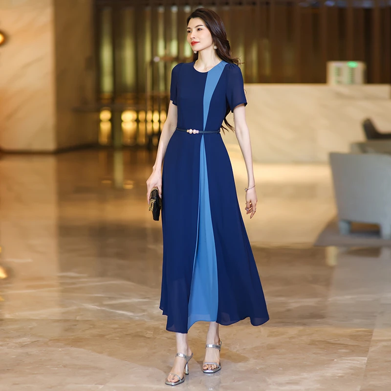 2025初夏穿搭高级感气质连衣裙夏季新款长款裙子显瘦遮肚子连身裙