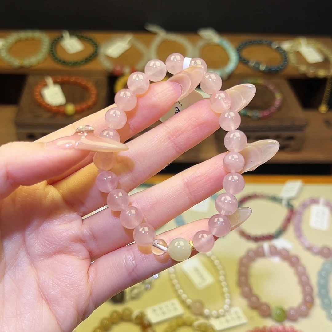 手链水晶银S925镶嵌粉1002