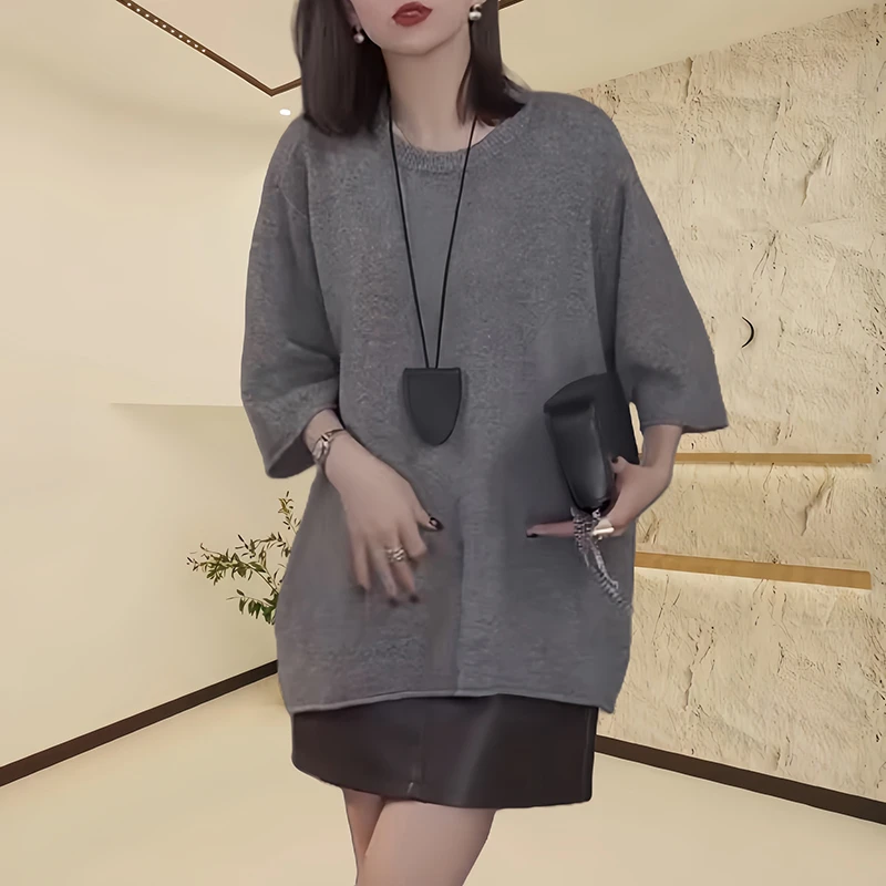 2025秋季新款上新百搭毛衣时尚中长款毛针织衫休闲简约保暖上衣