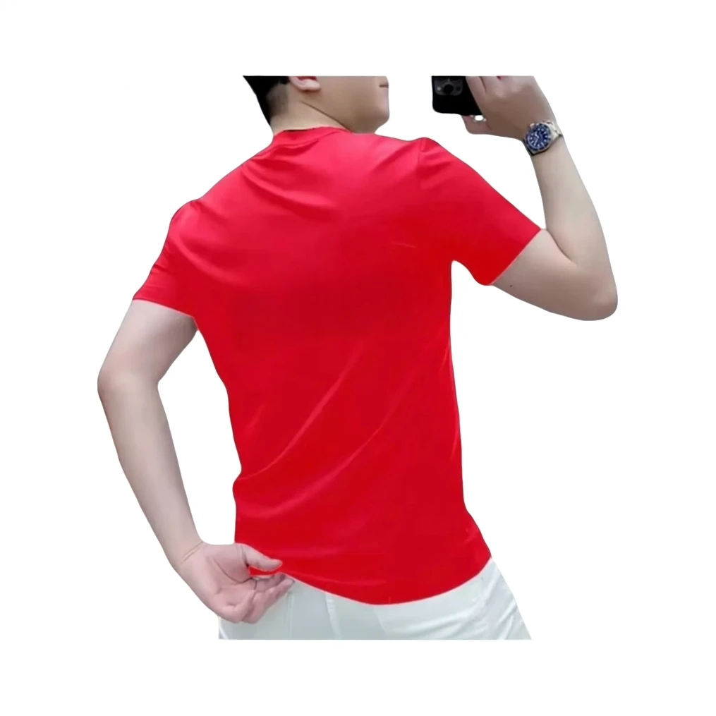 春秋修身型短袖青年中国风T恤圆领透气休闲纯色半袖男士运动瑜伽