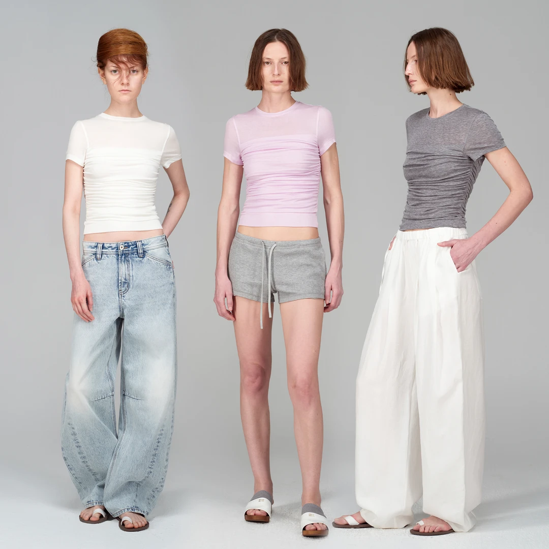 SMIIILE白色天丝绵羊毛垂坠感短袖女t恤夏抽褶收腰显瘦气质上衣