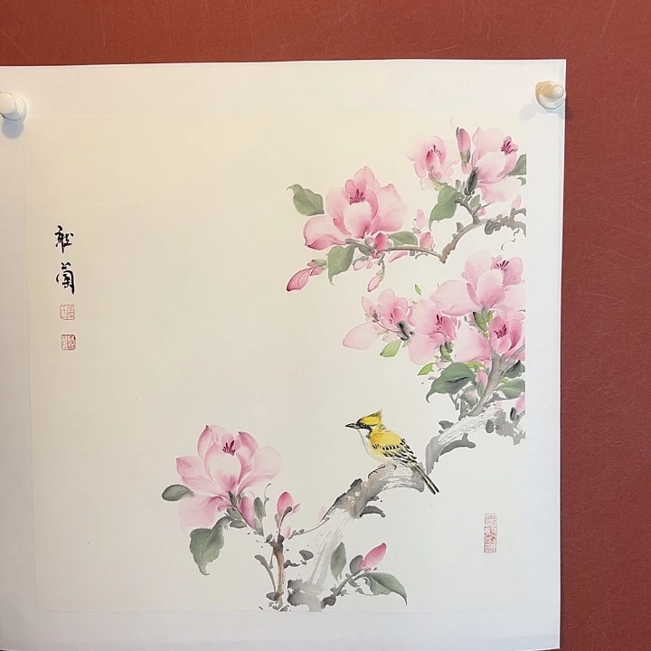国画听兰老师花鸟