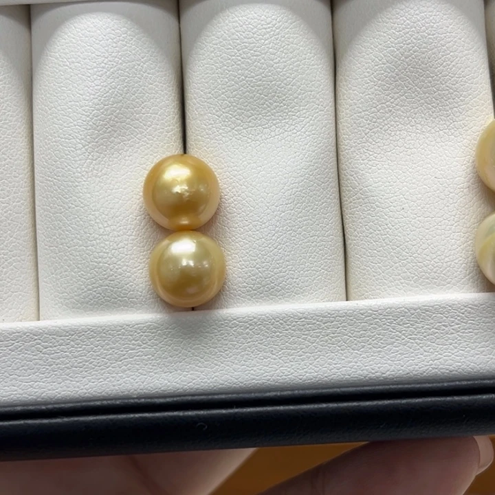 耳饰海水珍珠银S925镶嵌金珠10-11mm30号