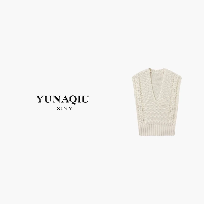 YUNAQIU 针织百搭女士简约马夹套头背心无袖马夹-9432