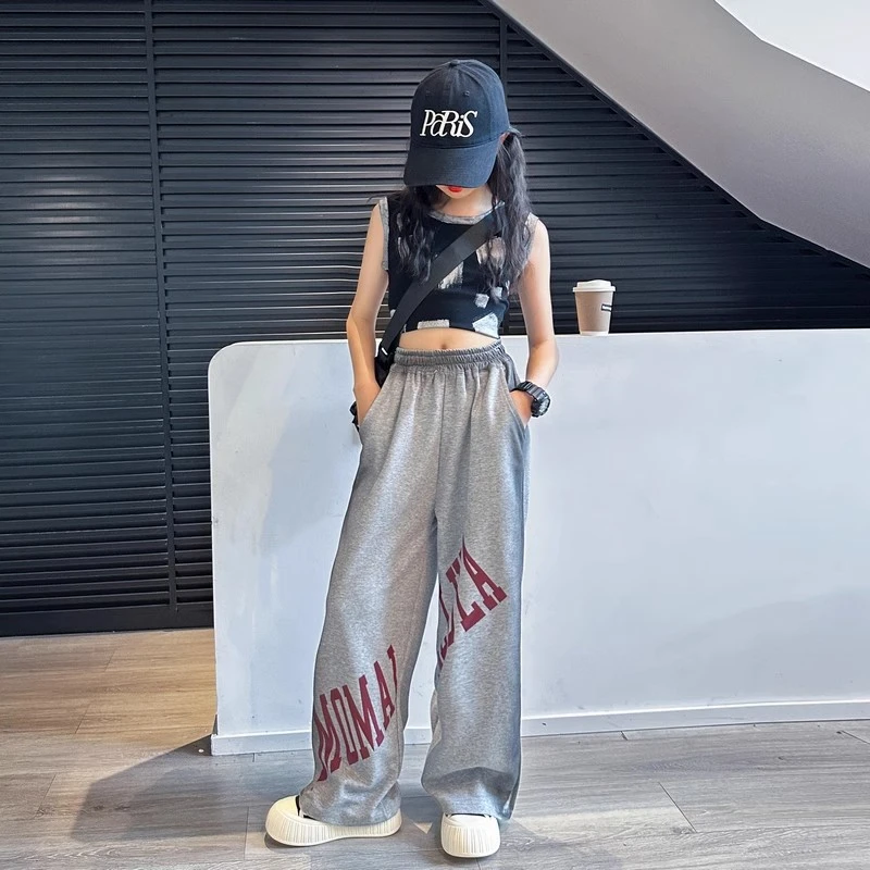 女童夏季套装2025新款洋气大童炸街背心休闲裤薄款夏装儿童阔腿裤