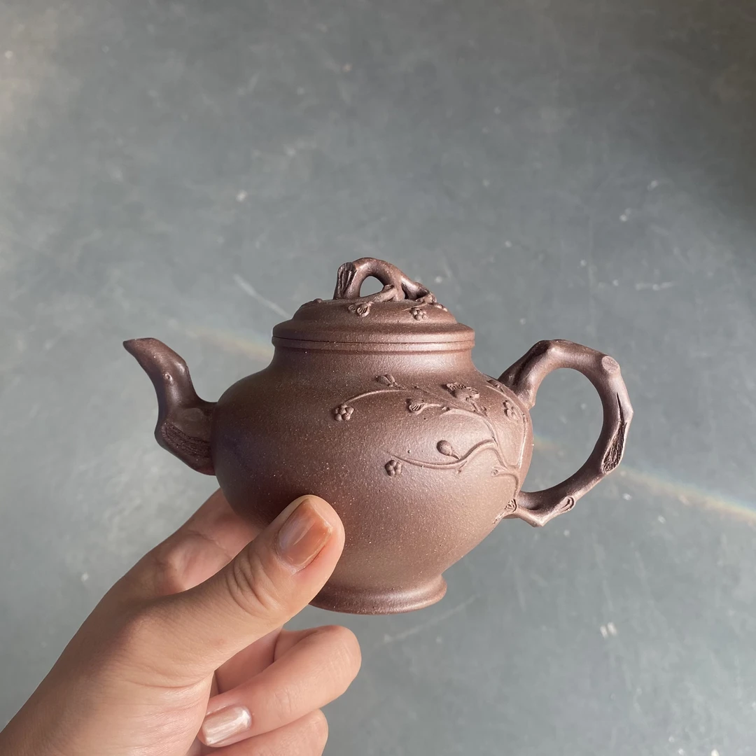 古月堂紫砂全手工紫砂壶《梅报春》宜兴原矿高砂老紫泥280cc茶壶