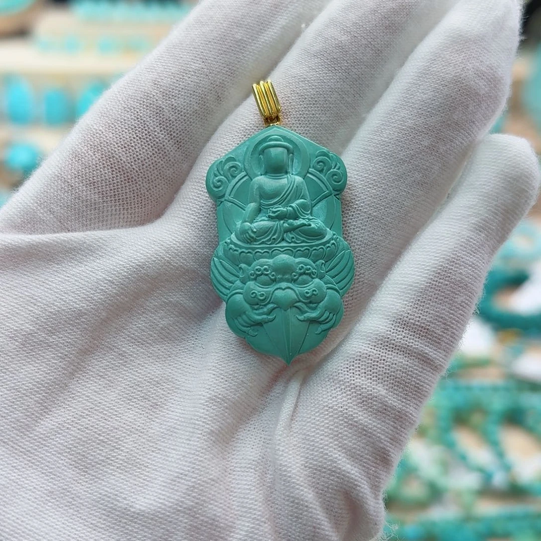 绿松石18K金镶嵌珠宝奇石