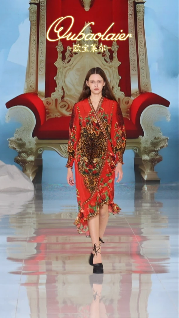 【欧宝莱尔】时尚气质真丝连衣裙305-24102