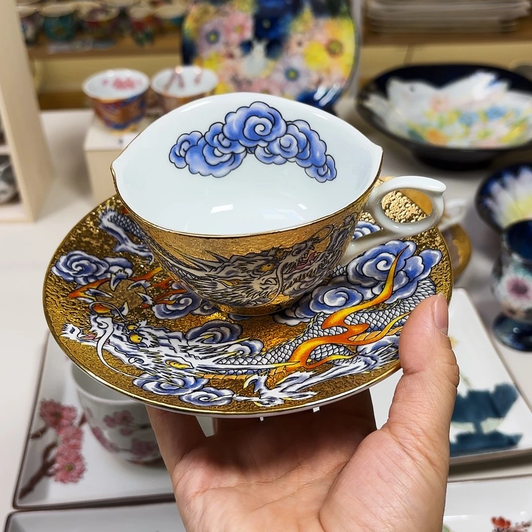 陶纯金手绘龙 咖啡cs