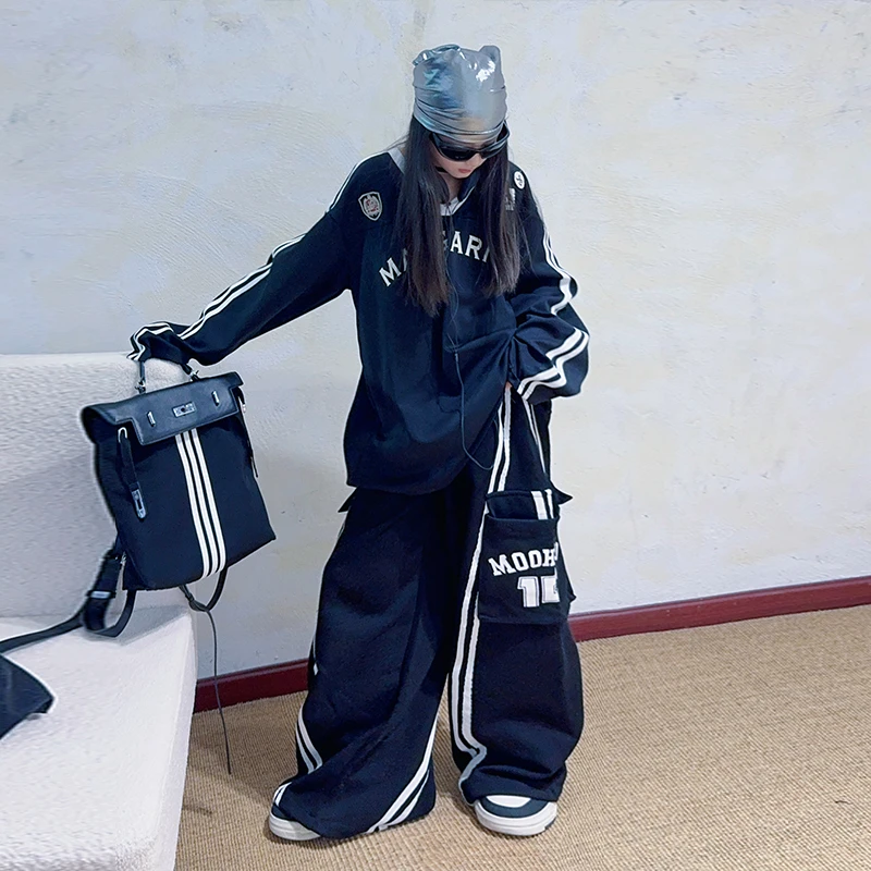 女童春秋款套装2025新款中大童春季潮酷工装长裤爵士舞休闲两件套