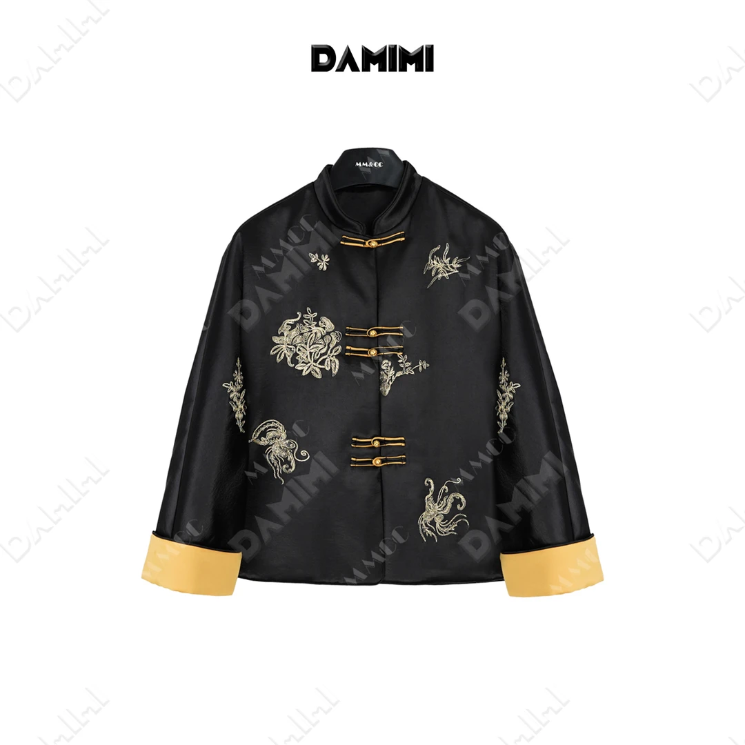 【金满堂】新中式国风盘金绣绣花撞色一字扣棉服MCFWT1322