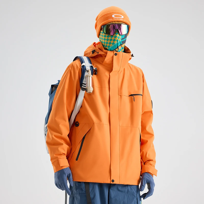 户外运动26699三合一连帽可拆加绒内胆冲锋衣男女防水防风登山服