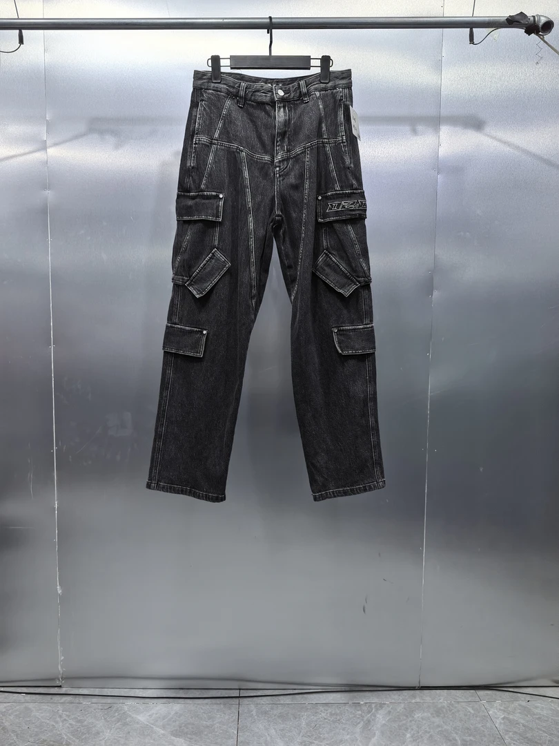 K06-10834-2AM春秋款时尚潮流侧边大口袋设计宽松百搭休闲牛仔裤