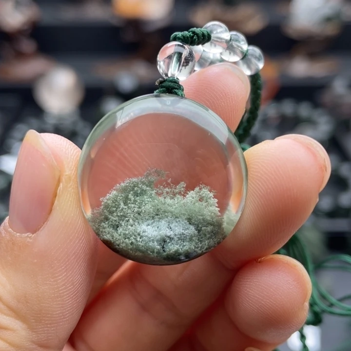 颈饰未镶嵌水晶绿幽灵聚宝盆圆牌