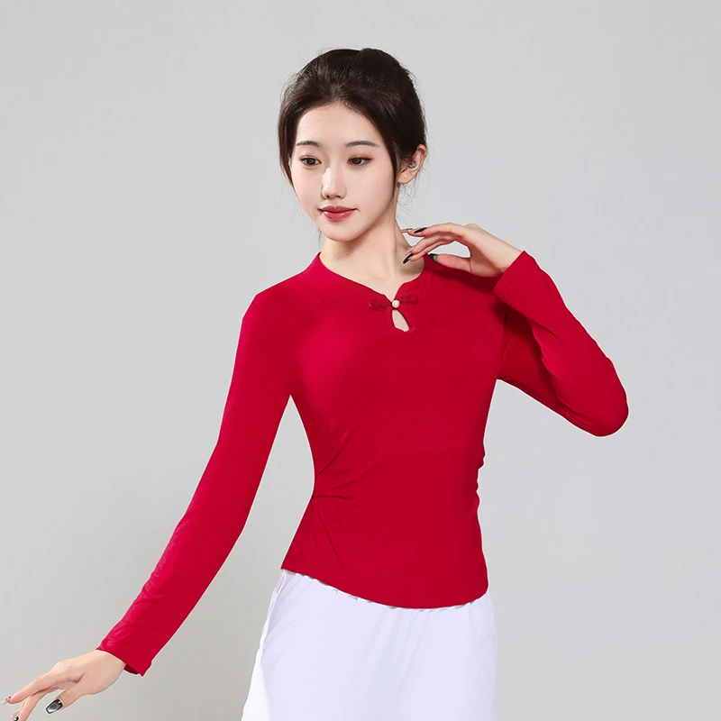 广场舞服装长袖春夏运动健身跳操舞蹈衣女练功服演出服练功裤上衣