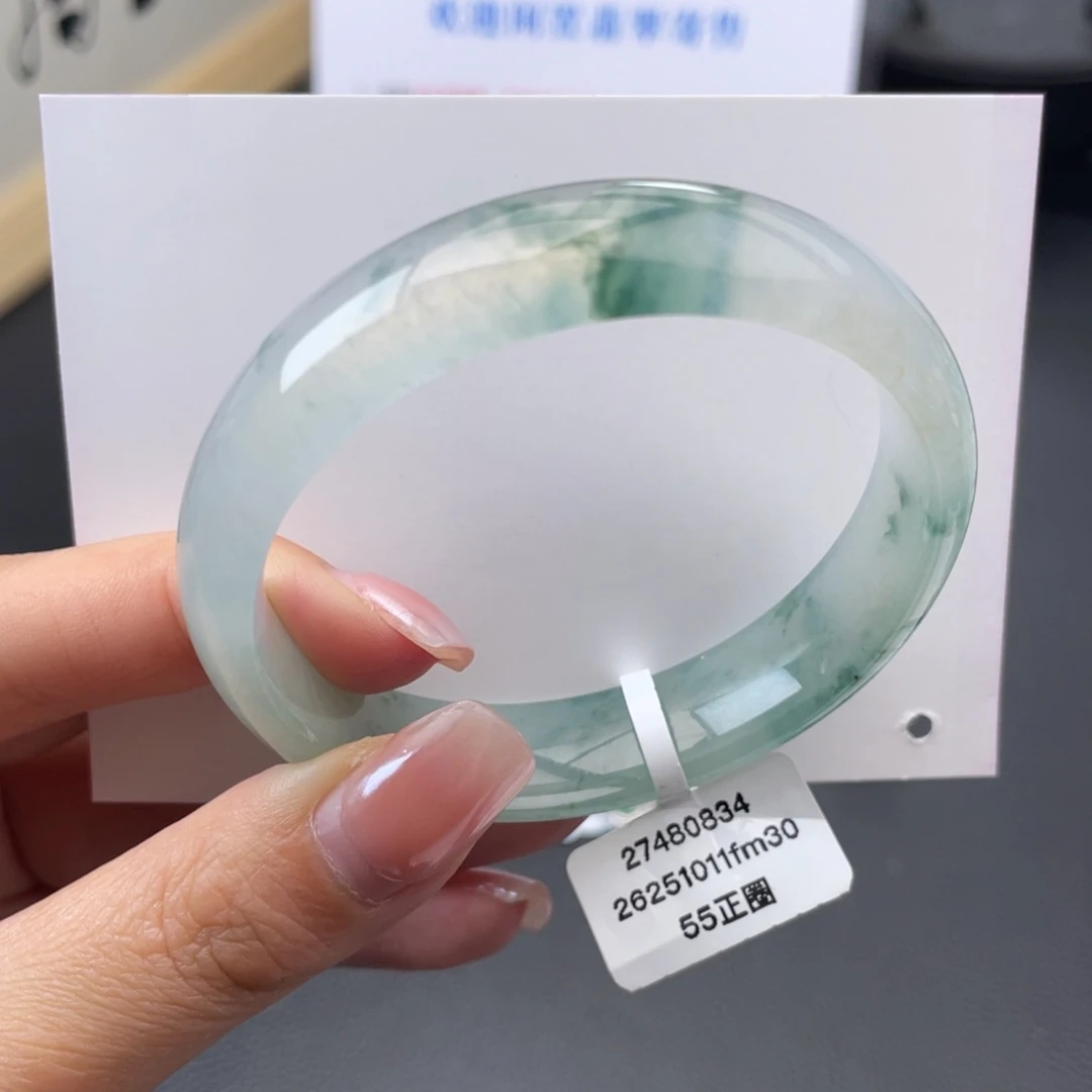 翡翠未镶嵌手镯冰飘花炸光