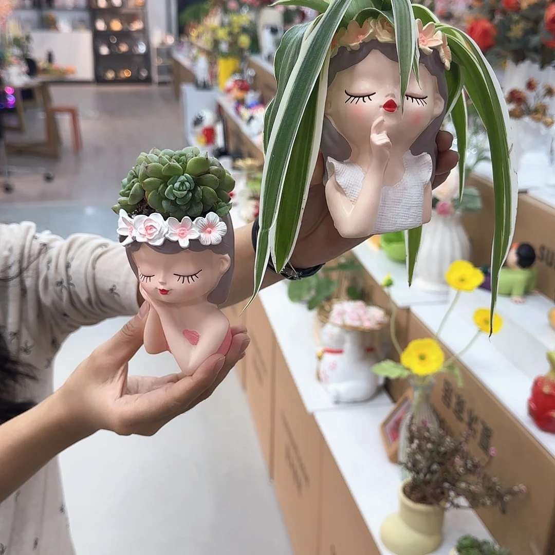 合成树脂女孩摆件花盆11