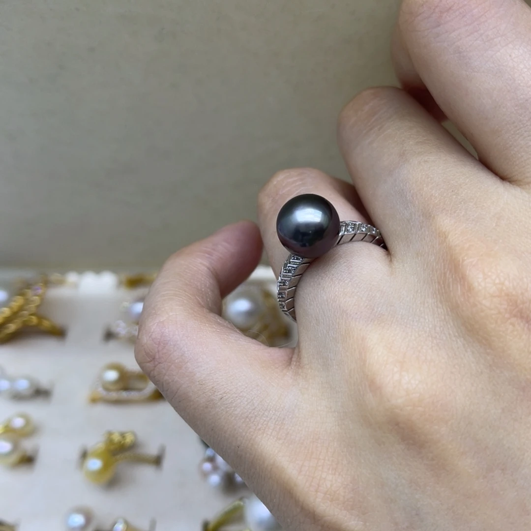 海水珍珠银S925镶嵌戒圈