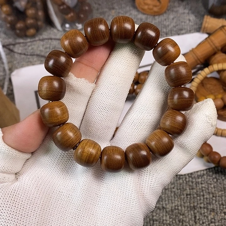 檀香木手串/手链老山檀香黑肉满纹13/14老型珠沉水