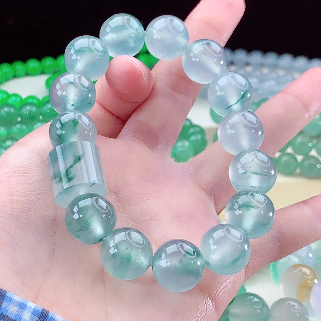 翡翠手链未镶嵌王*蛋冰飘花