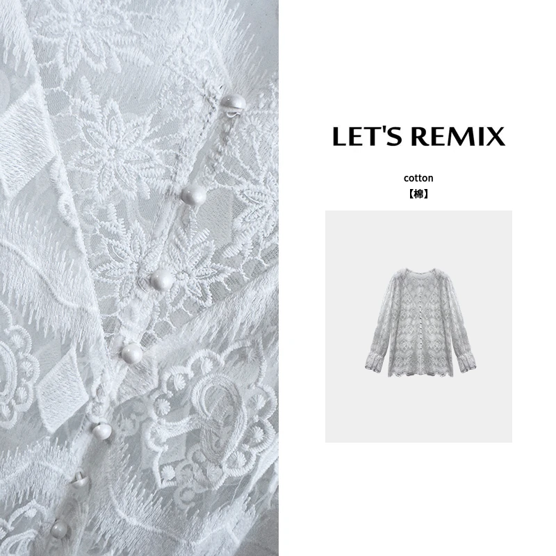 【LET'S REMIX】「仙欲美人」刺绣蕾丝洋气V显瘦大码女装衬衫蕾丝衫
