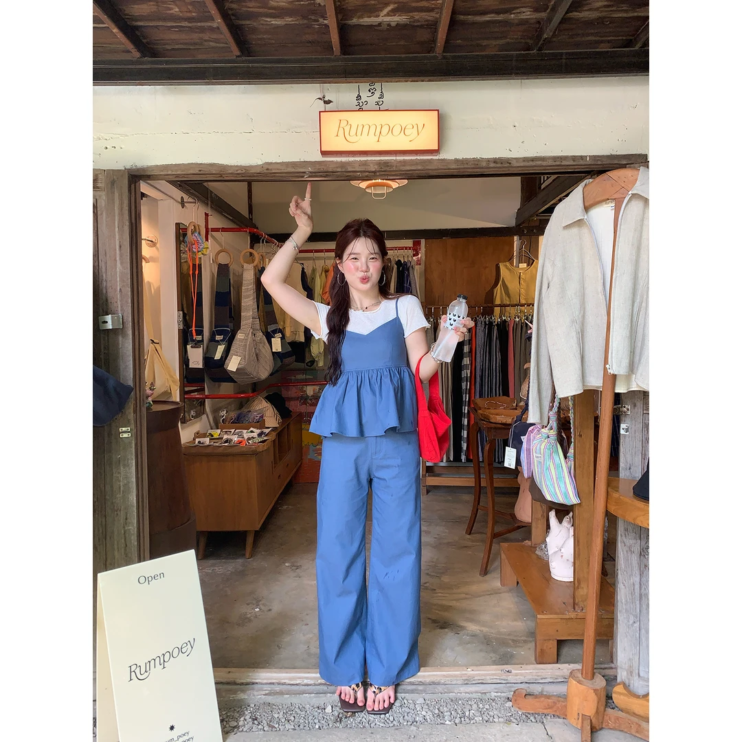 火火【曼城夏日】韩版日常吊带上衣休闲裤套装S34809HH52