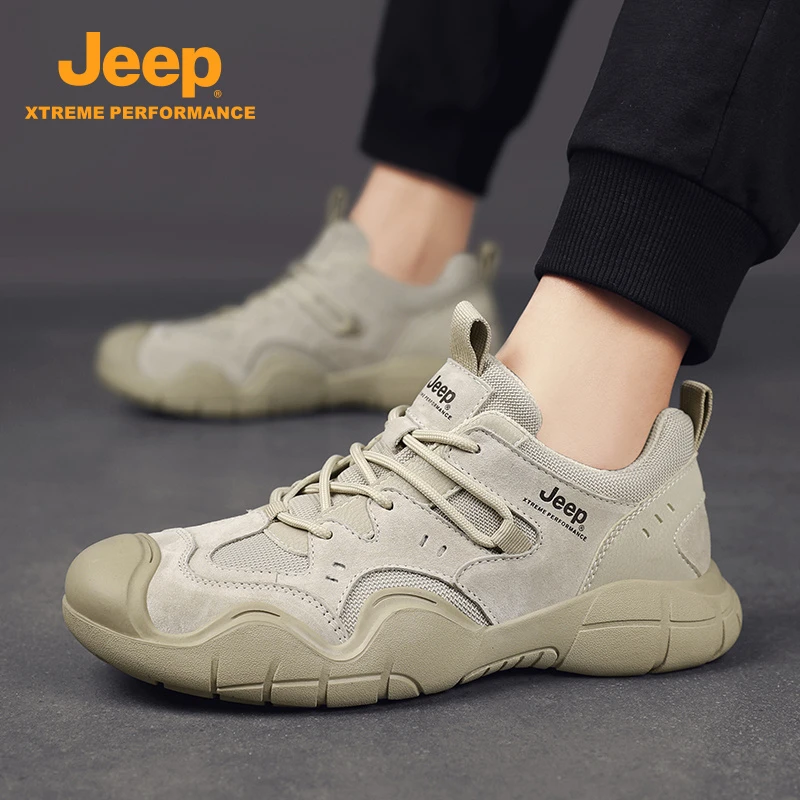 jeep车缝线时尚休闲鞋春季轻便透气男鞋百搭耐磨鞋子低帮秋季防水