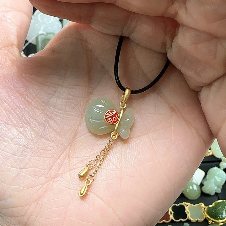 和田玉银S925镶嵌吊坠(不含链)