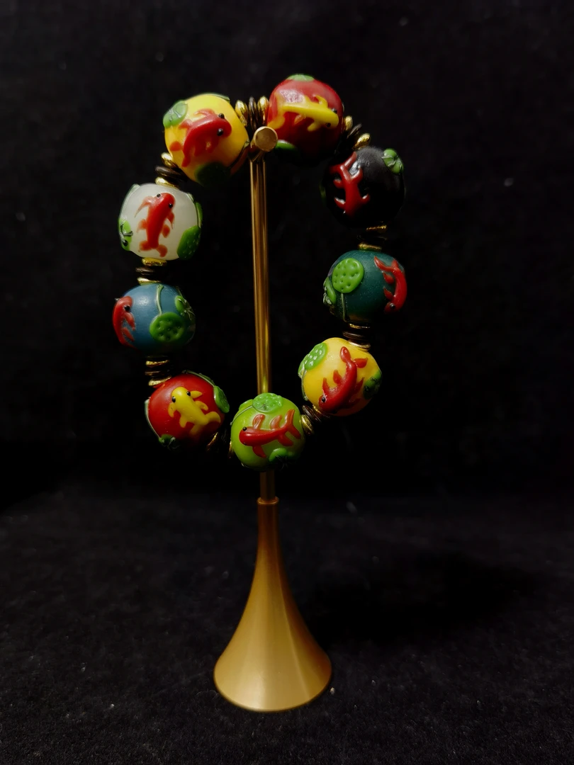 铜合金琉璃手链 31221复古琉璃多宝鱼手链