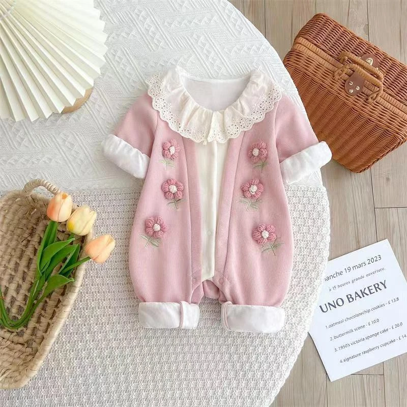 婴儿衣服春秋周岁公主超萌宝宝洋气外出新生哈衣连体衣满月爬服