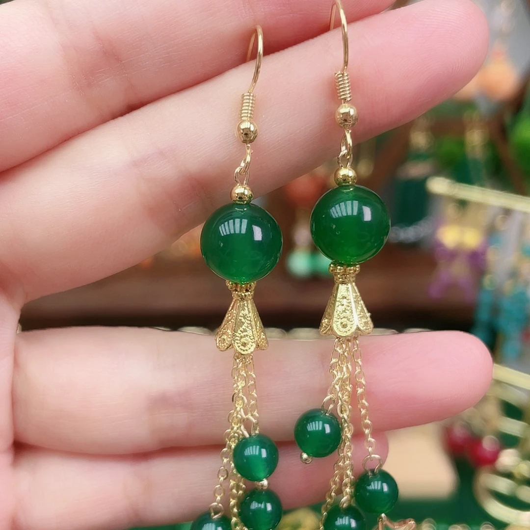 玛瑙/玉髓合金耳钉