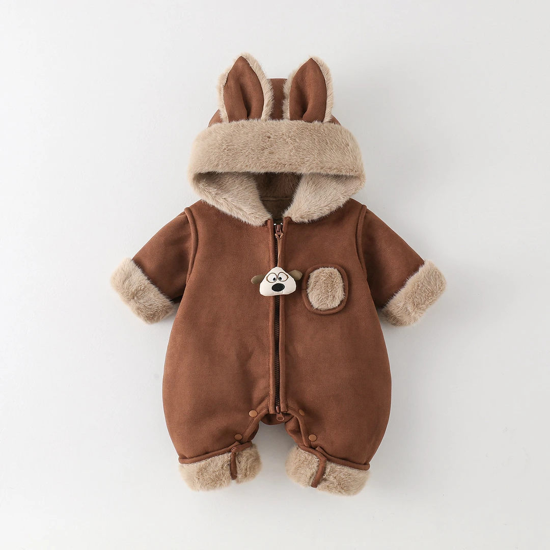 婴儿衣服冬季宝宝加厚连体衣可爱超萌爬爬服满月周岁保暖棉衣外套