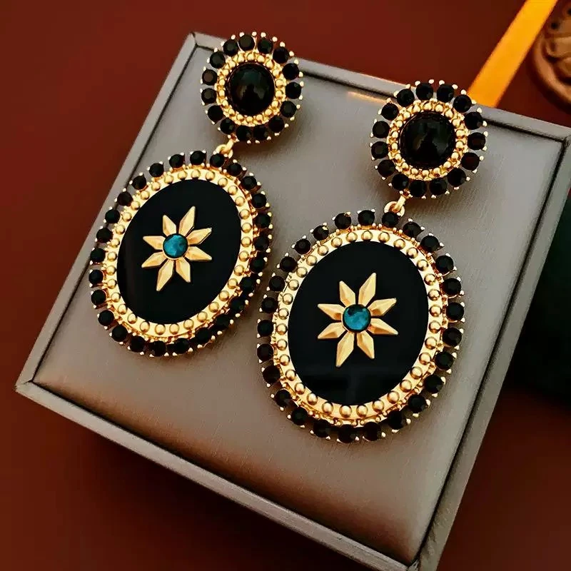 铁合金大理石耳饰 《主播同款耳环》复古耳环