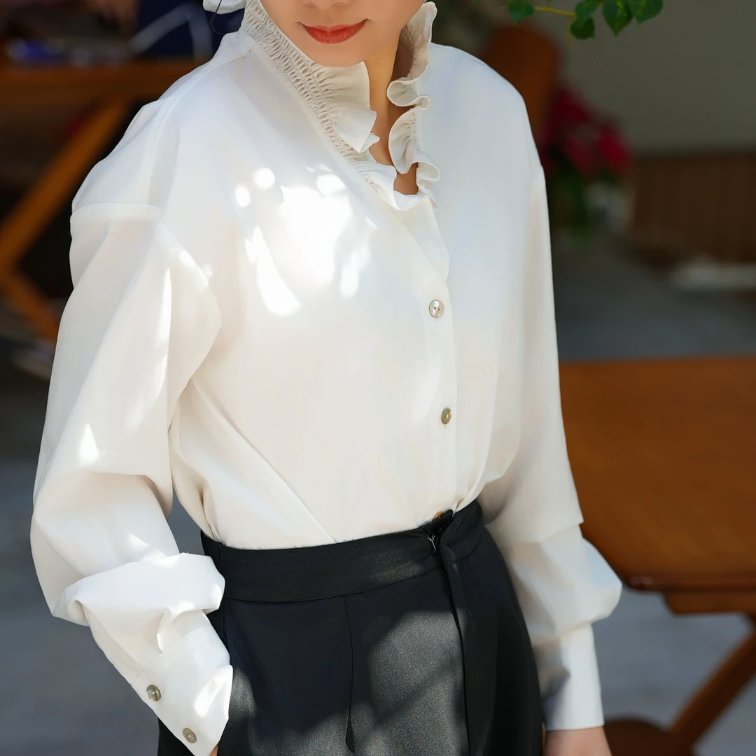 爱妃原创【涟衫】新中式衬衣不规则设计感国风衬衫86609