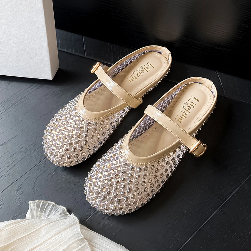 法式平底鞋包头拖鞋女2025新款夏季外穿凉拖配裙子穆勒鞋大码女鞋