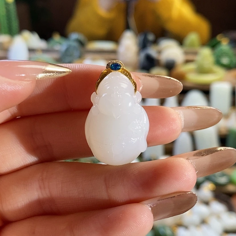 【闪购商品】和田玉吊坠18K金镶嵌