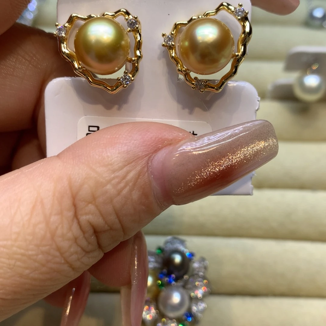 银S925镶嵌耳饰海水珍珠