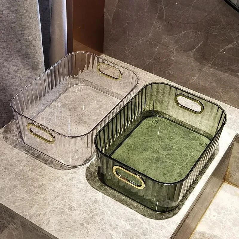 好品新款轻奢PET透明桌面收纳盒多功能杂物储物箱高颜值化