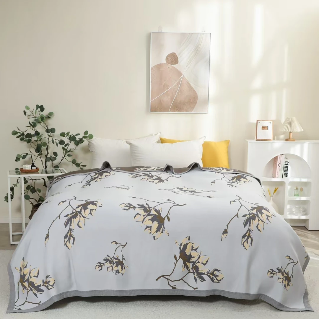 【新品爆款 玉兰景明 210*240】羊绒蛋白棉细纱多功能铺盖毯